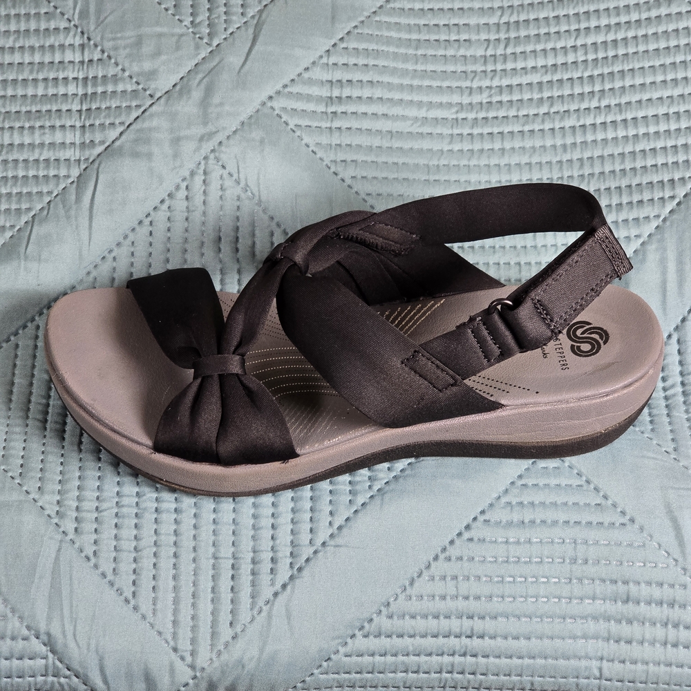🌸 Clarks Cloudsteppers Cushion Soft Sandals Women's Size 8 Black - Picture 8 of 14